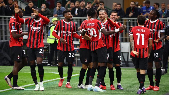 AC Milan players celebrating a goal